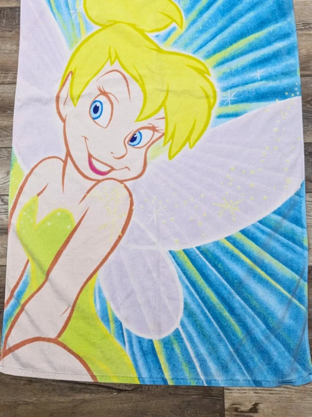 Disney Store Beach Towel Tinkerbell Bath VTG 90s 100% Cotton